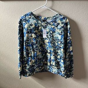 Ann Taylor Women’s Floral Print Sweatshirt Size M Multicolor 100% Cotton NWT